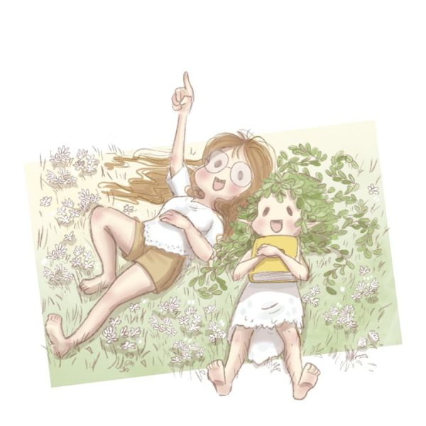eamane-ilustradora de hadas-pria-driad-elven-laying-on-the-grass-